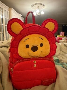 Loungefly Red and Yellow Winnie the Pooh Plush Kids Backpack